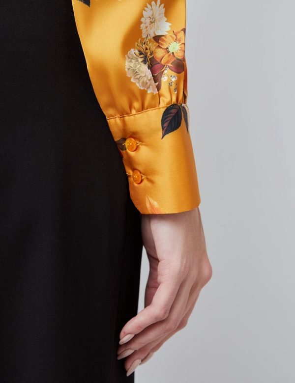 H & C Women Winter Blossom Mustard Blouse