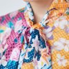 H & C Women Orange & Pink Flower Blouse