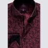 Hawes & Curtis Men Wine & Black York Shirt