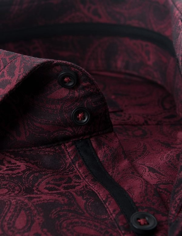 Hawes & Curtis Men Wine & Black York Shirt