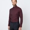 Hawes & Curtis Men Wine & Black York Shirt