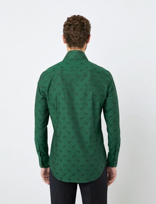 Hawes & Curtis Men Green horse York Shirt