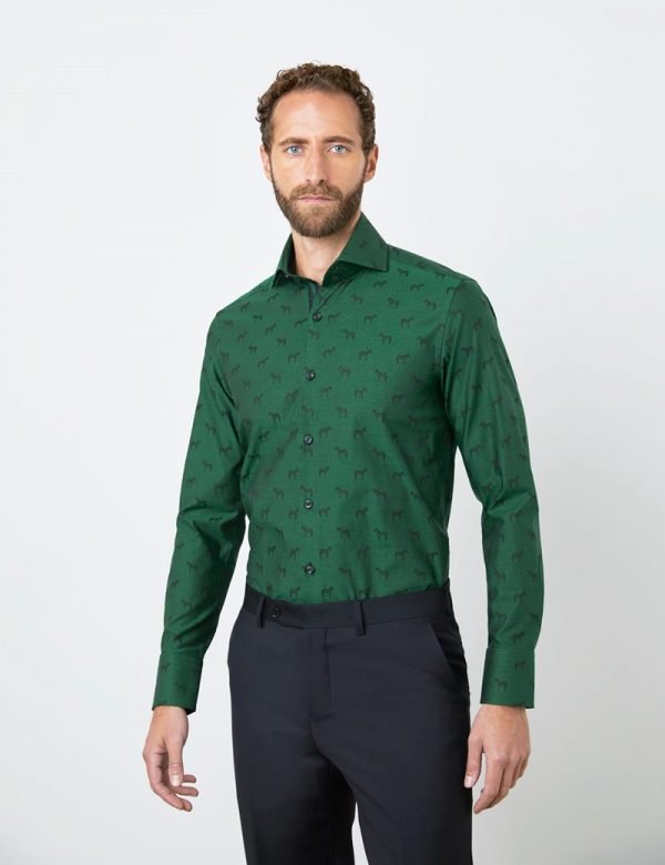 Hawes & Curtis Men Green horse York Shirt