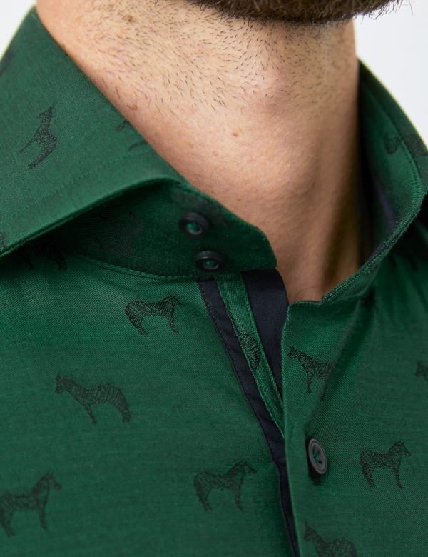 Hawes & Curtis Men Green horse York Shirt