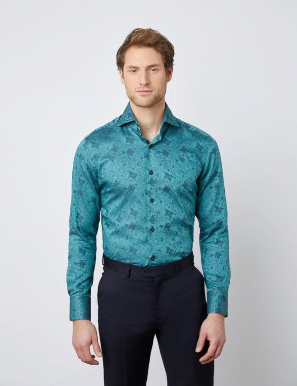 Hawes & Curtis Men Green York Shirt