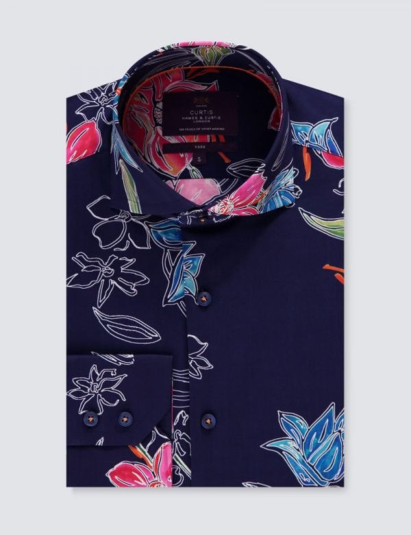 Hawes & Curtis Men Hawaiian Flowers Shirt