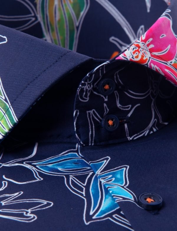 Hawes & Curtis Men Hawaiian Flowers Shirt