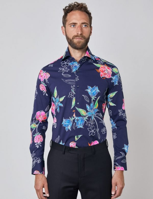 Hawes & Curtis Men Hawaiian Flowers Shirt