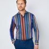 Hawes & Curtis Men Blue & Purple Shirt