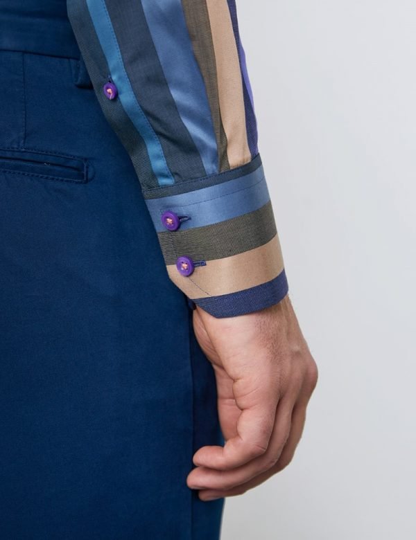 Hawes & Curtis Men Blue & Purple Shirt