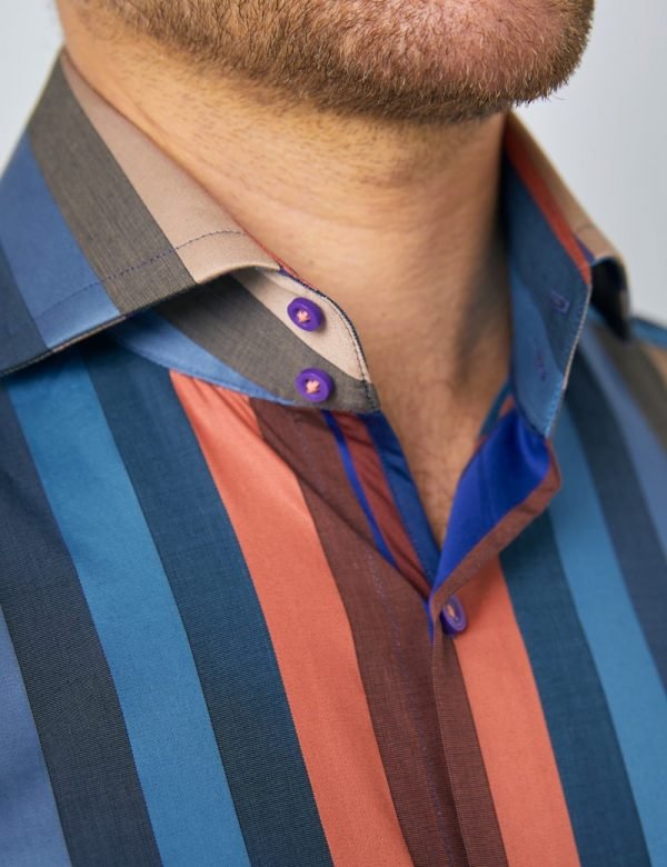 Hawes & Curtis Men Blue & Purple Shirt