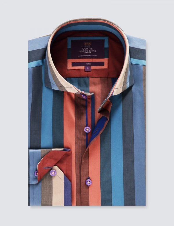 Hawes & Curtis Men Blue & Purple Shirt