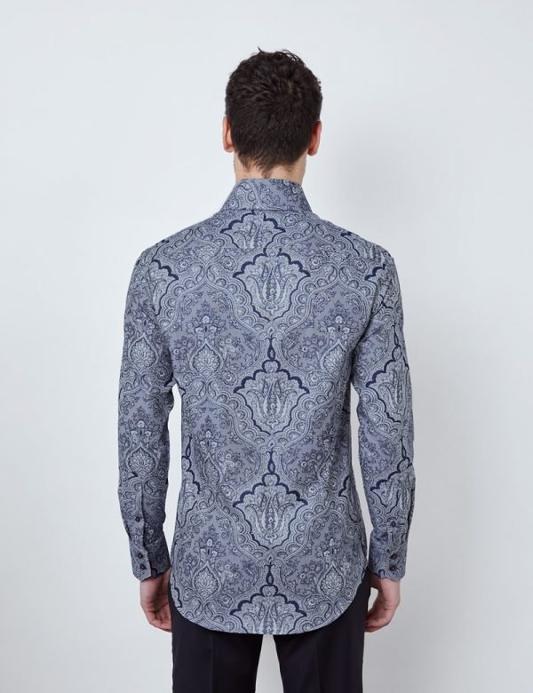 Hawes and Curtis Men York Navy Grey Shirt