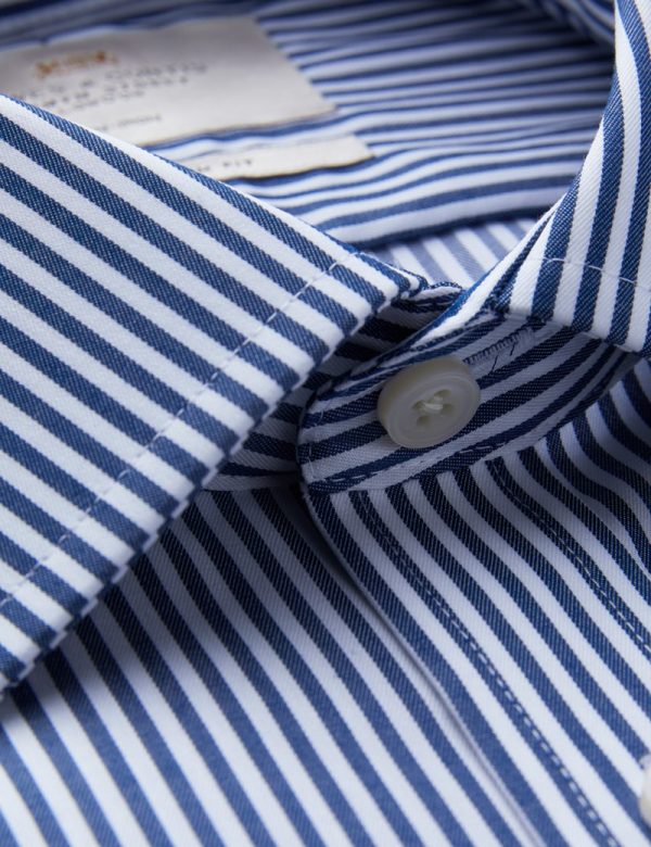 Hawes & Curtis Men Royal & White Stripe Shirt - FODs Online Store
