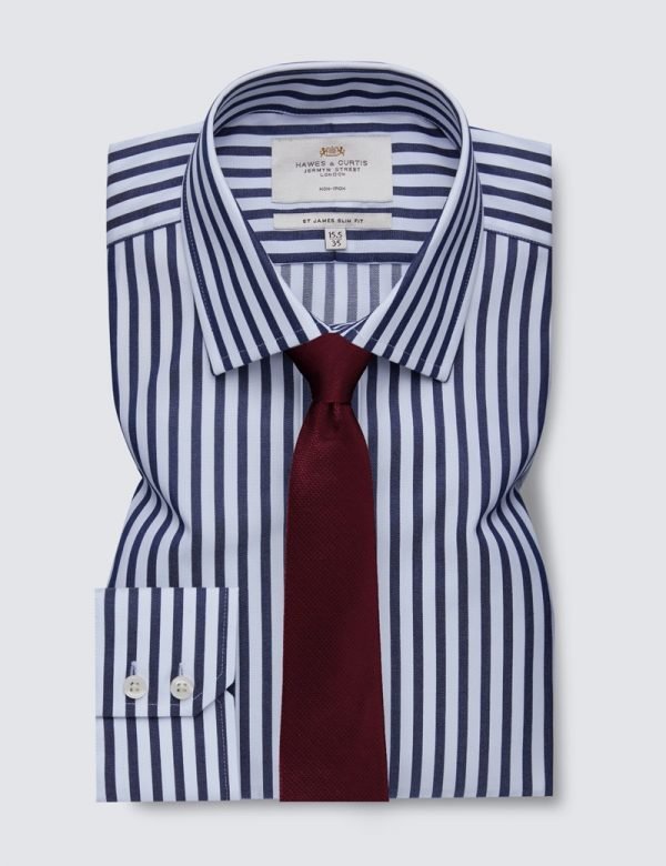 Hawes & Curtis Men Blue & White Stripe Shirt