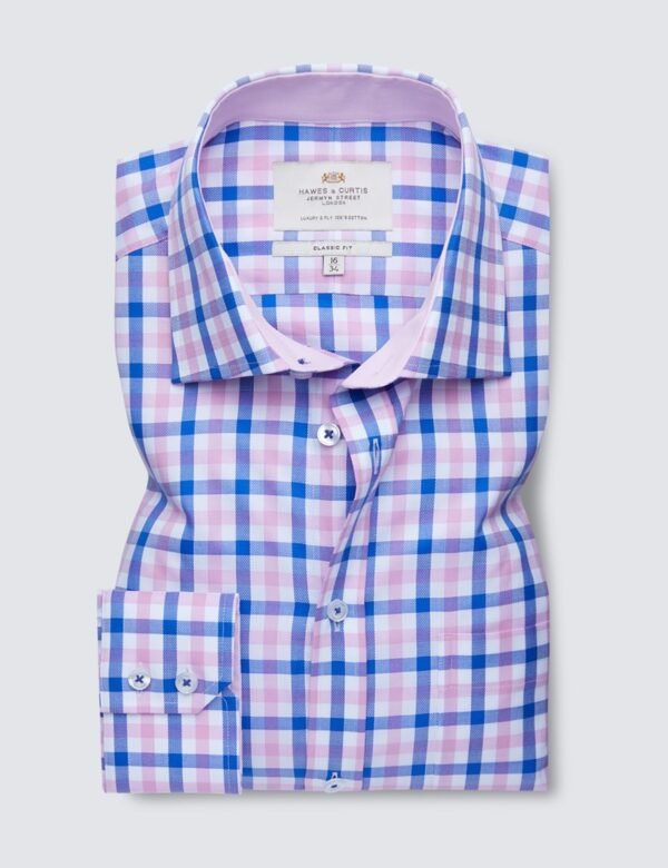 Hawes and Curtis Men Pink & Blue check Shirt