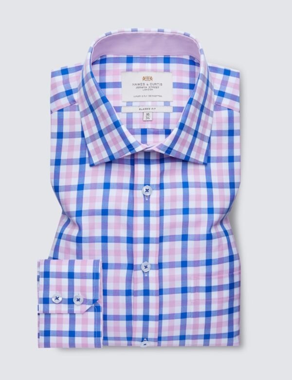 Hawes and Curtis Men Pink & Blue check Shirt