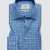 Hawes and Curtis Men Blue & Green Check Shirt