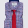Hawes and Curtis Men Red & Blue Multi-Check Shirt
