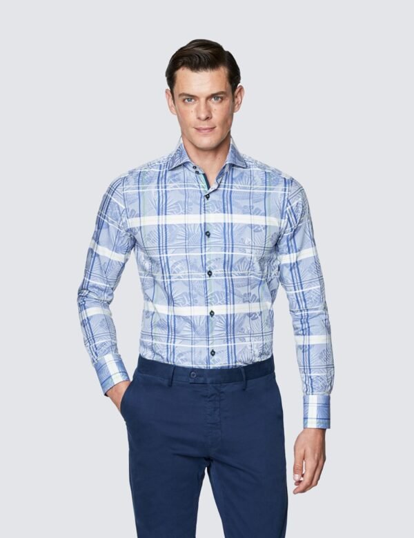 Hawes & Curtis Men Blue & LT Blue York Shirt