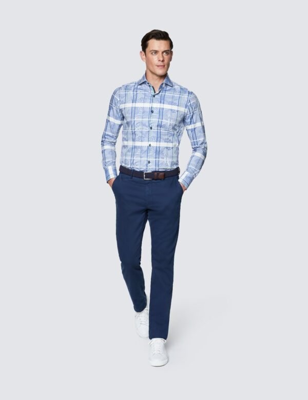 Hawes & Curtis Men Blue & LT Blue York Shirt
