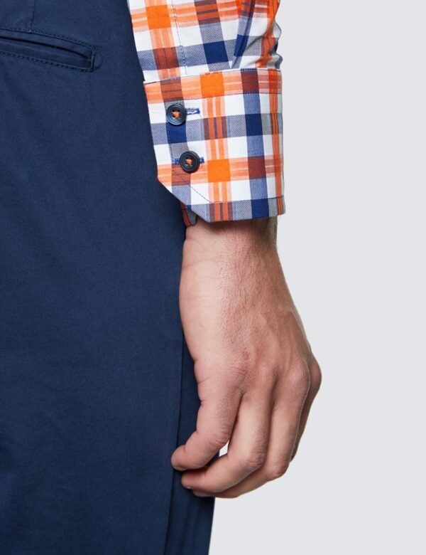 Hawes & Curtis Men Orange Navy Shirt