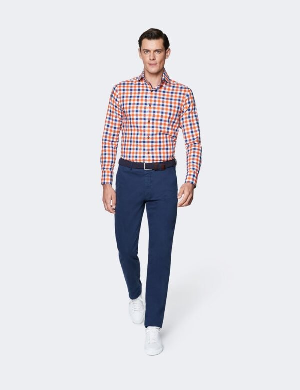Hawes & Curtis Men Orange Navy Shirt