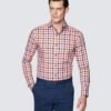 Hawes & Curtis Men Orange Navy Shirt