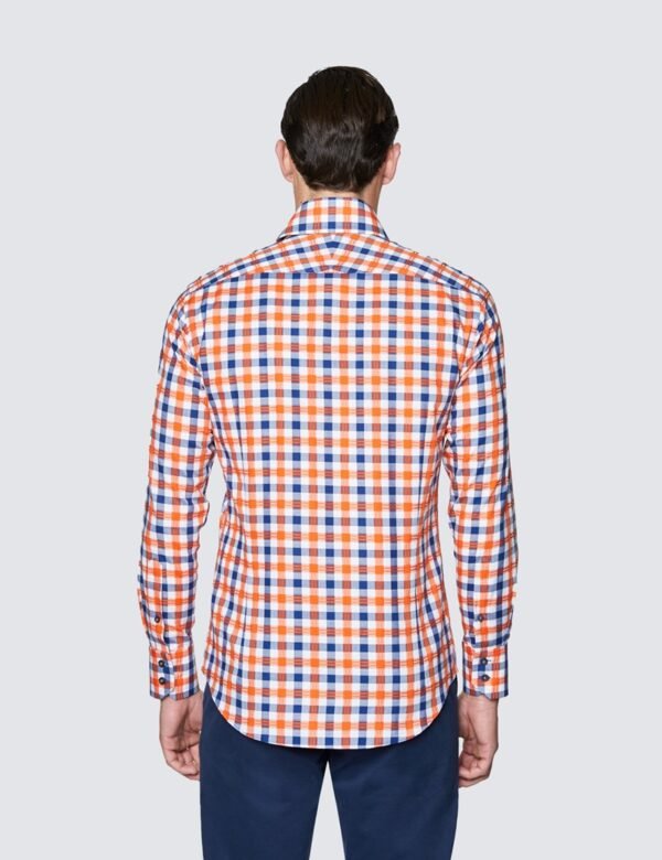 Hawes & Curtis Men Orange Navy Shirt