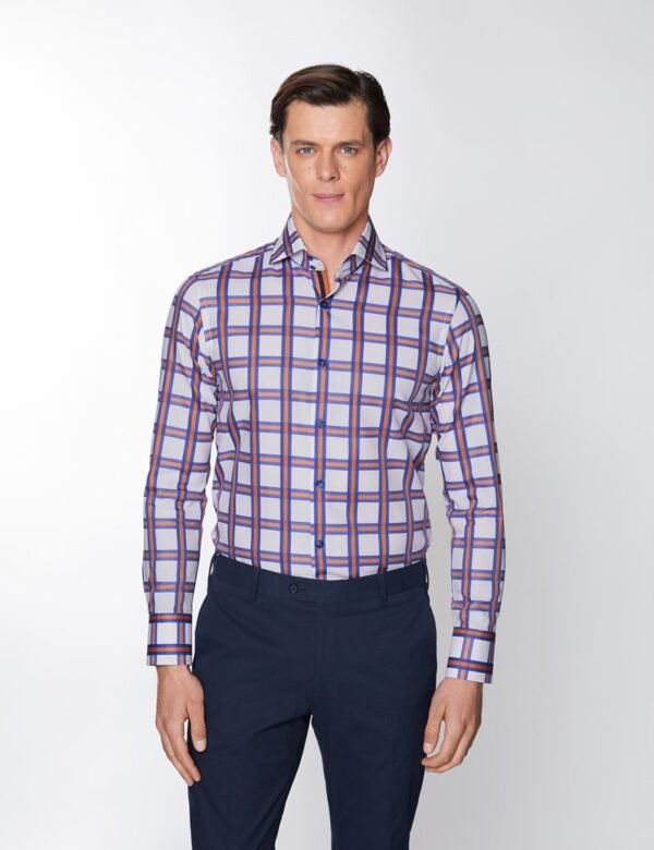 Hawes & Curtis White & Orange York Shirt
