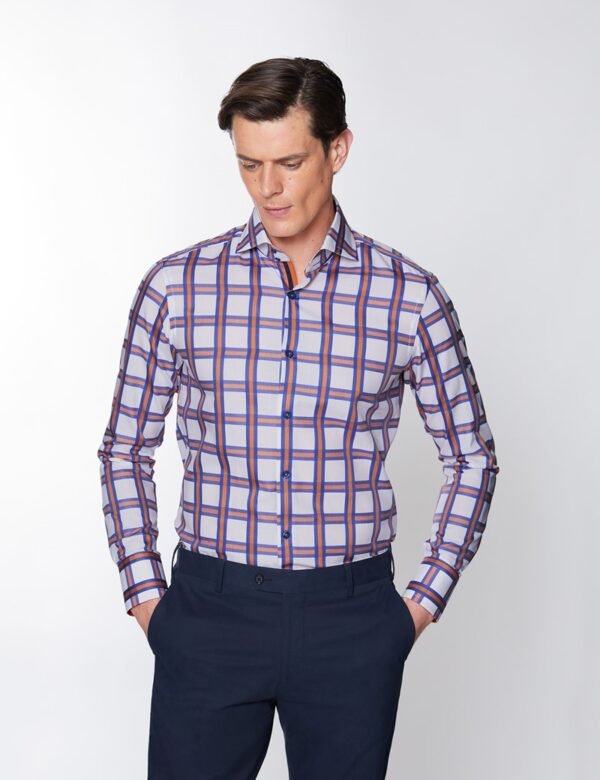 Hawes & Curtis White & Orange York Shirt