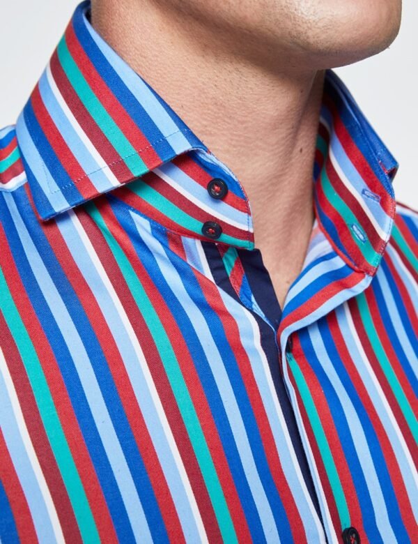 Hawes & Curtis Men York Blue & Red Stripe Shirt