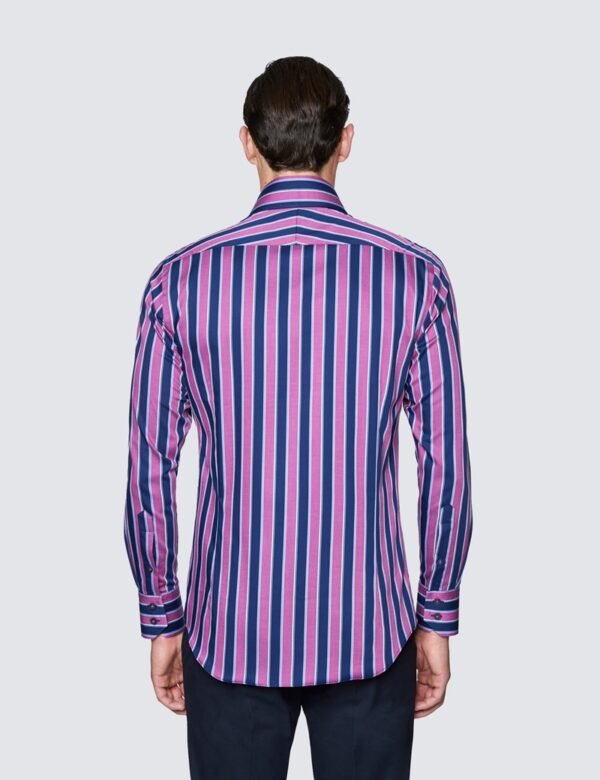 Hawes & Curtis Men York Navy & Furchsia Shirt