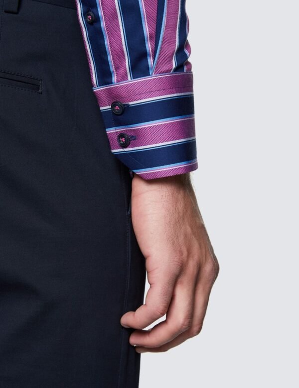 Hawes & Curtis Men York Navy & Furchsia Shirt