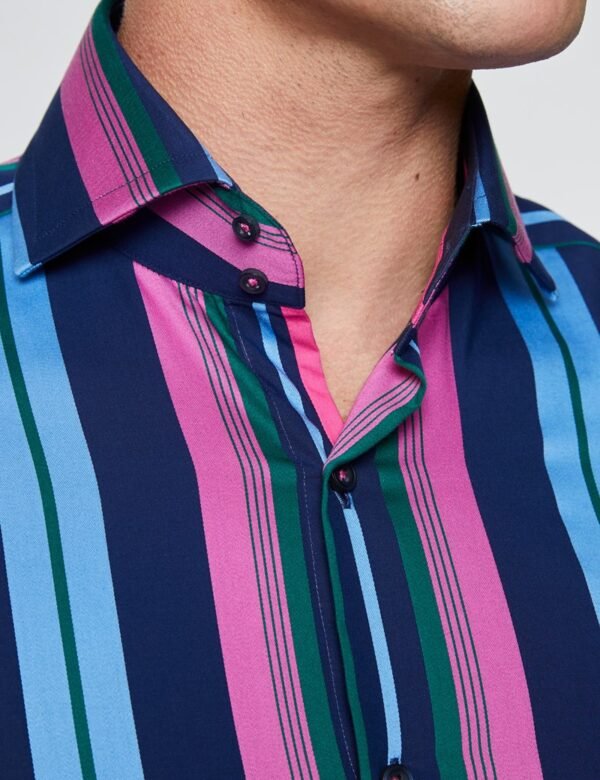 Hawes & Curtis Men York Navy & Pink Shirt