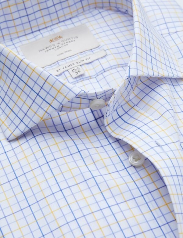 Hawes & Curtis Men Blue & Yellow Check Shirt