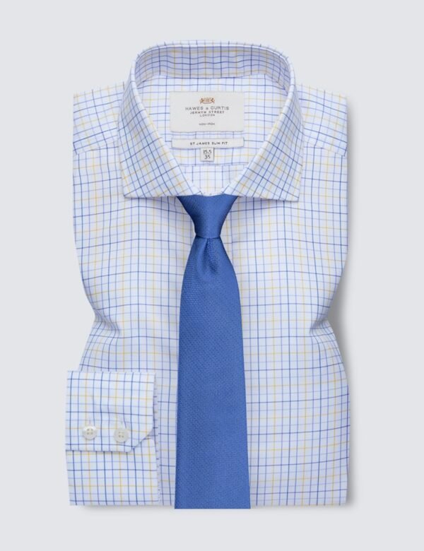 Hawes & Curtis Men Blue & Yellow Check Shirt