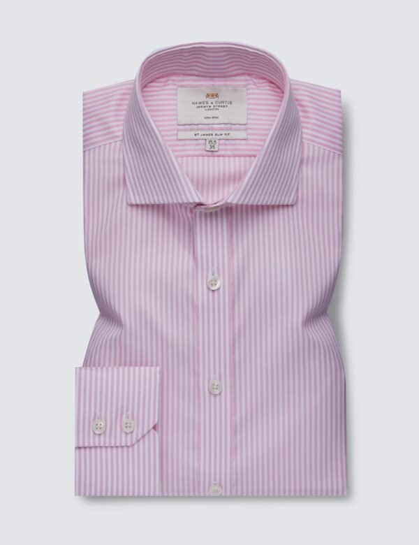 Hawes and Curtis Men Pink & White Stripe Shirt