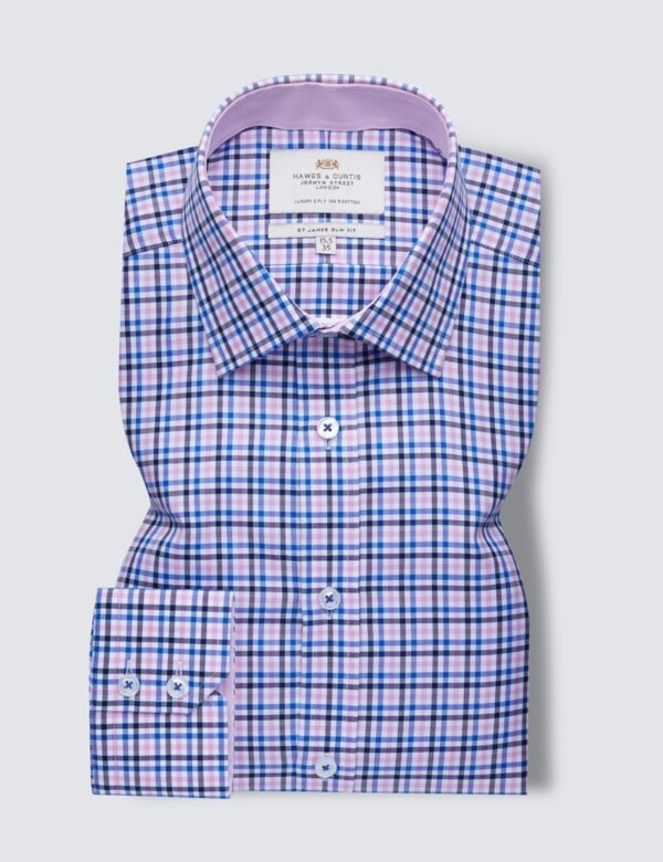 Hawes and Curtis Men Pink & Blue Multi-Colour Shirt