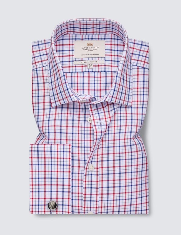 Hawes and Curtis Men Red & Navy Check Shirt