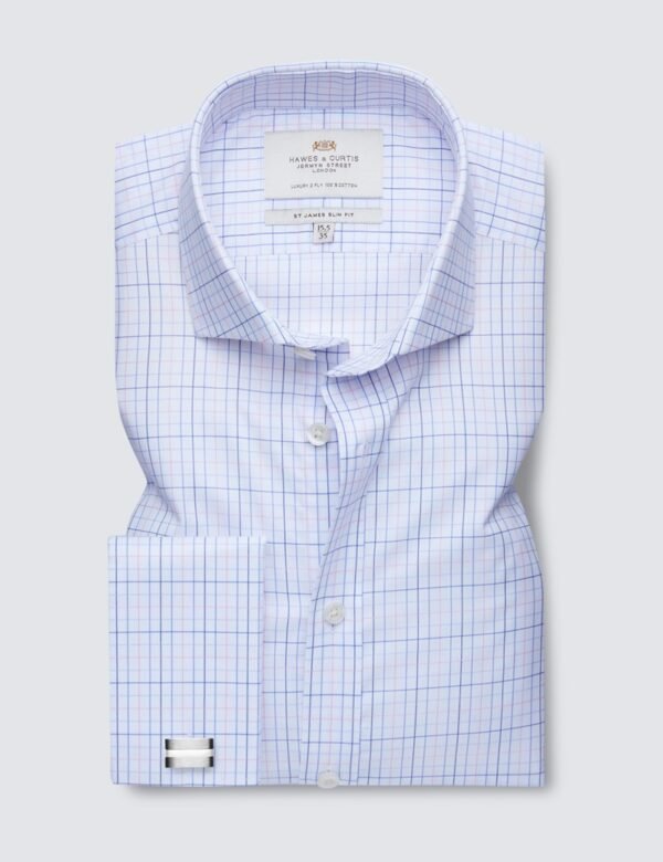 Hawes and Curtis Men James Pink & Blue Check Shirt