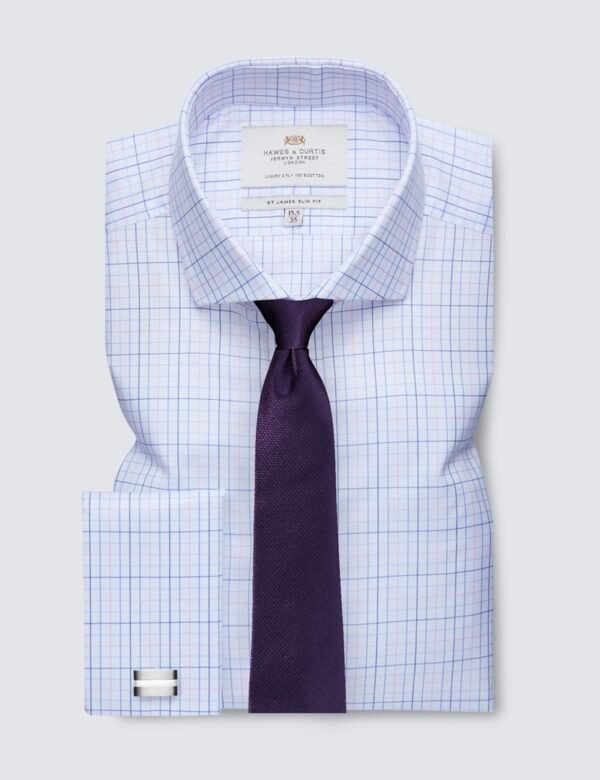 Hawes and Curtis Men James Pink & Blue Check Shirt