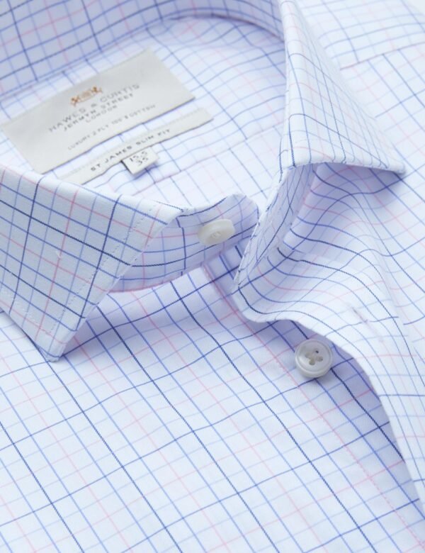 Hawes and Curtis Men James Pink & Blue Check Shirt