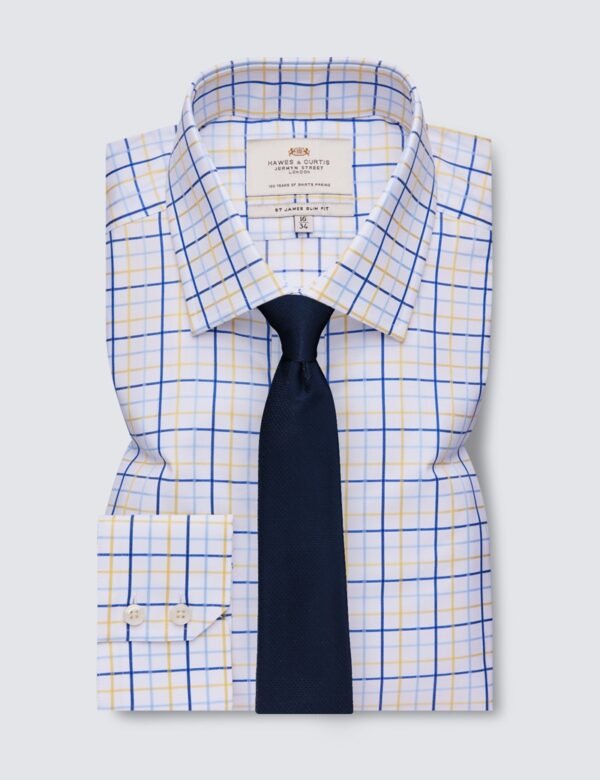 Hawes and Curtis Men James Blue & Yellow Check Shirt