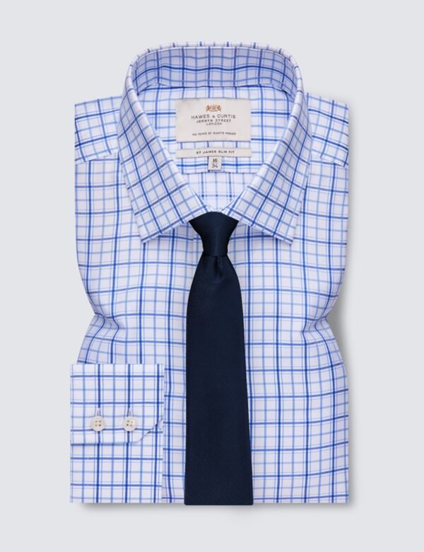 Hawes and Curtis Men James Blue & White Check Shirt