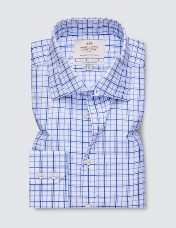 Hawes and Curtis Men James Blue & White Check Shirt