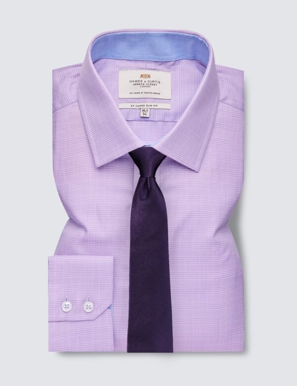 Hawes & Curtis Men Slim Pow Lilac White Shirt