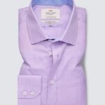 Hawes & Curtis Men Slim Pow Lilac White Shirt