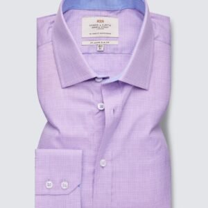 Hawes & Curtis Men Slim Pow Lilac White Shirt