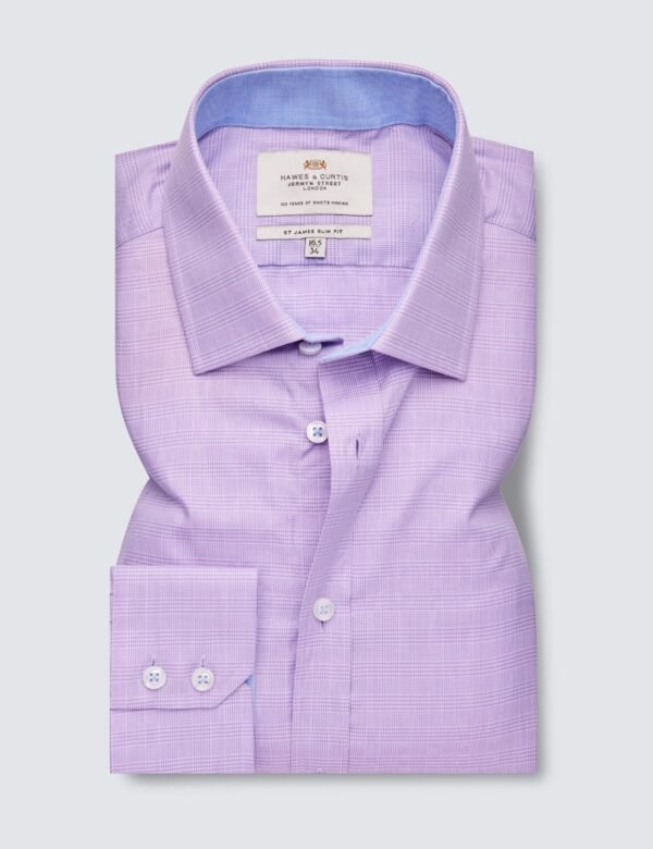Hawes & Curtis Men Slim Pow Lilac White Shirt